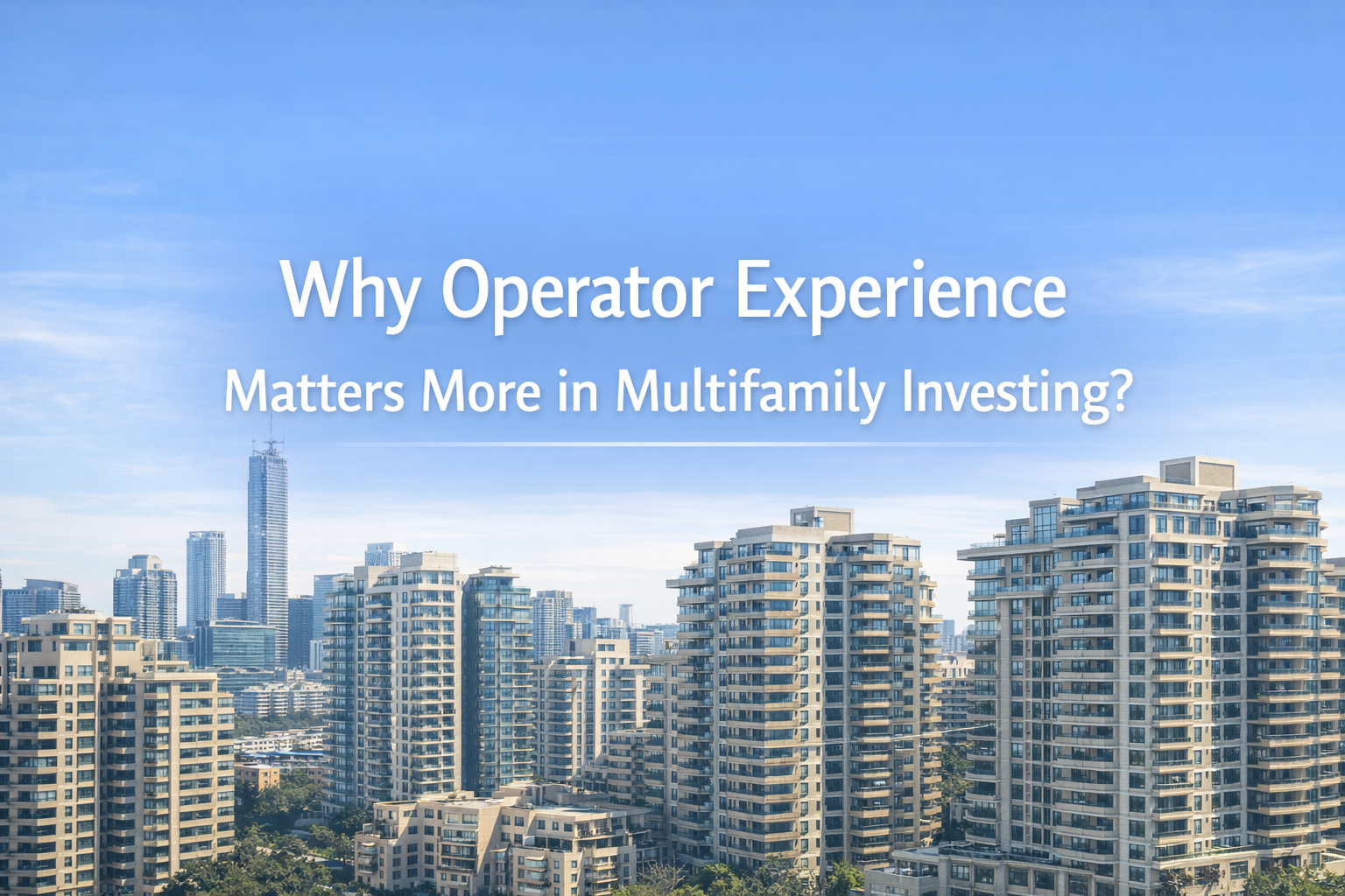 Why Operator Experience Matters More Than Market Timing in Multifamily Investing